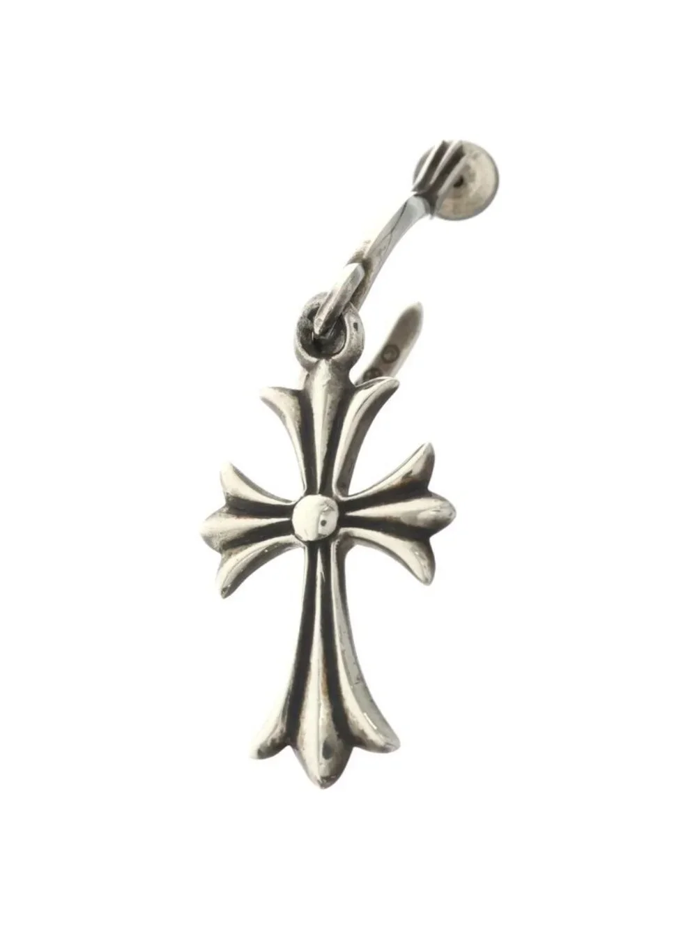 Chrome Hearts Tiny CH Cross Hoop Earrings Silver